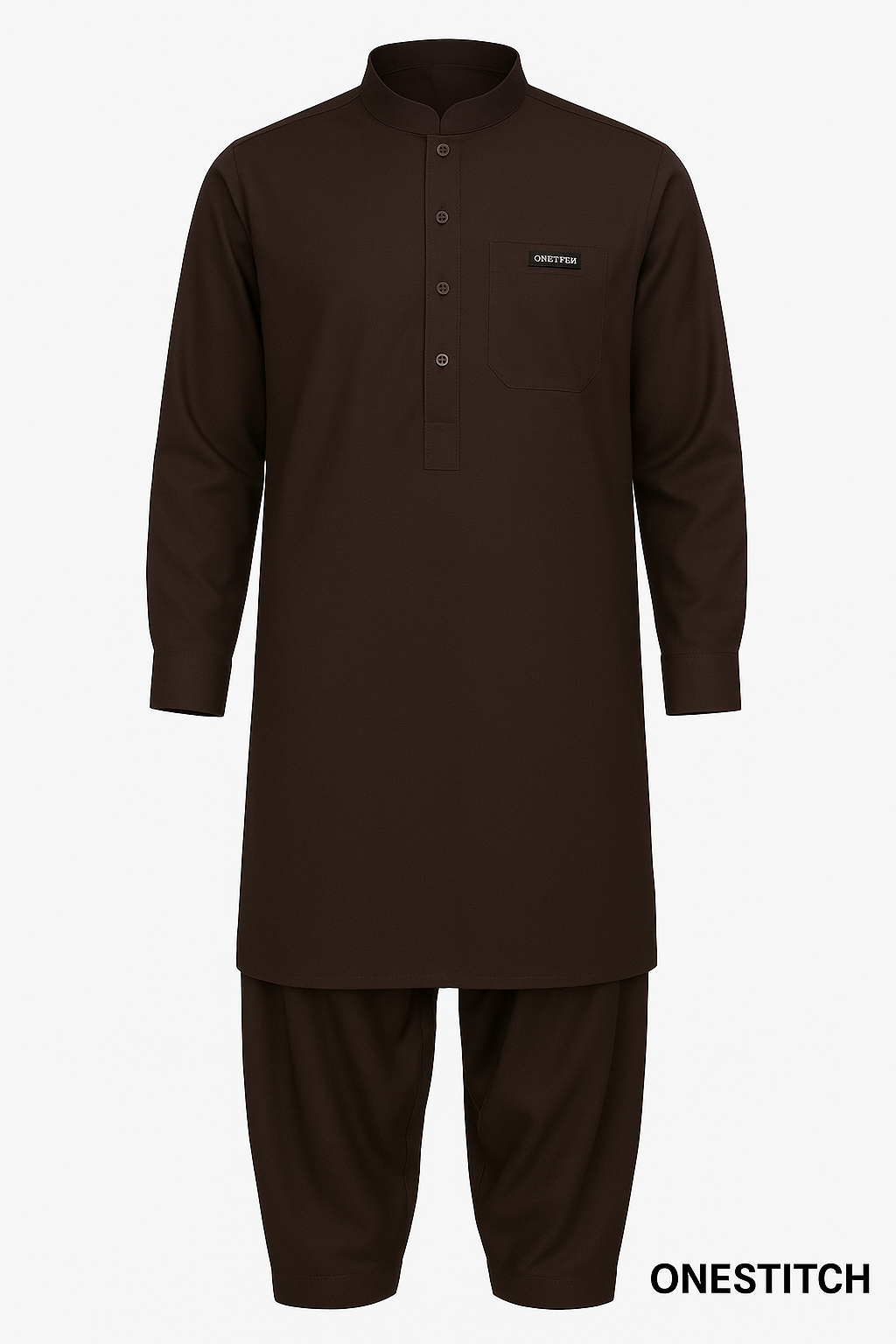 Men’s Premium Unstitched Lawn Suit – Chocolate Brown