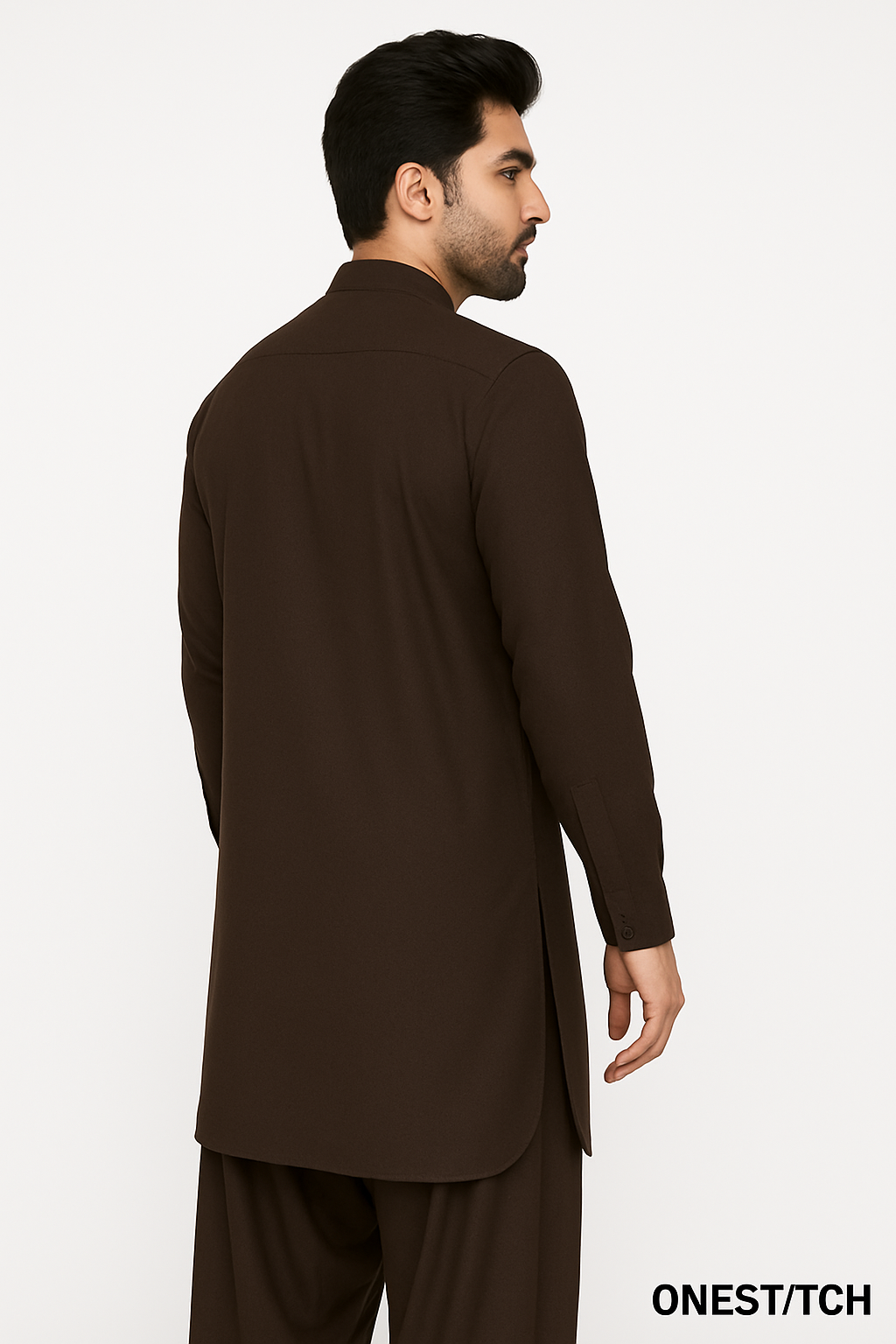 Men’s Premium Unstitched Lawn Suit – Chocolate Brown