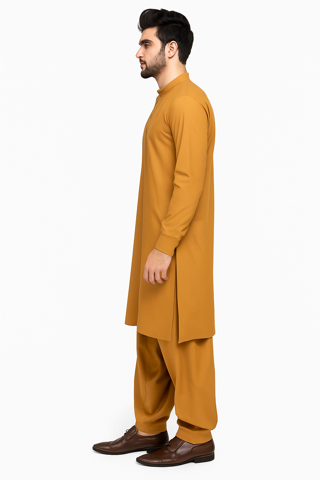 ONESTITCH Men's Camel Brown Shalwar Kameez